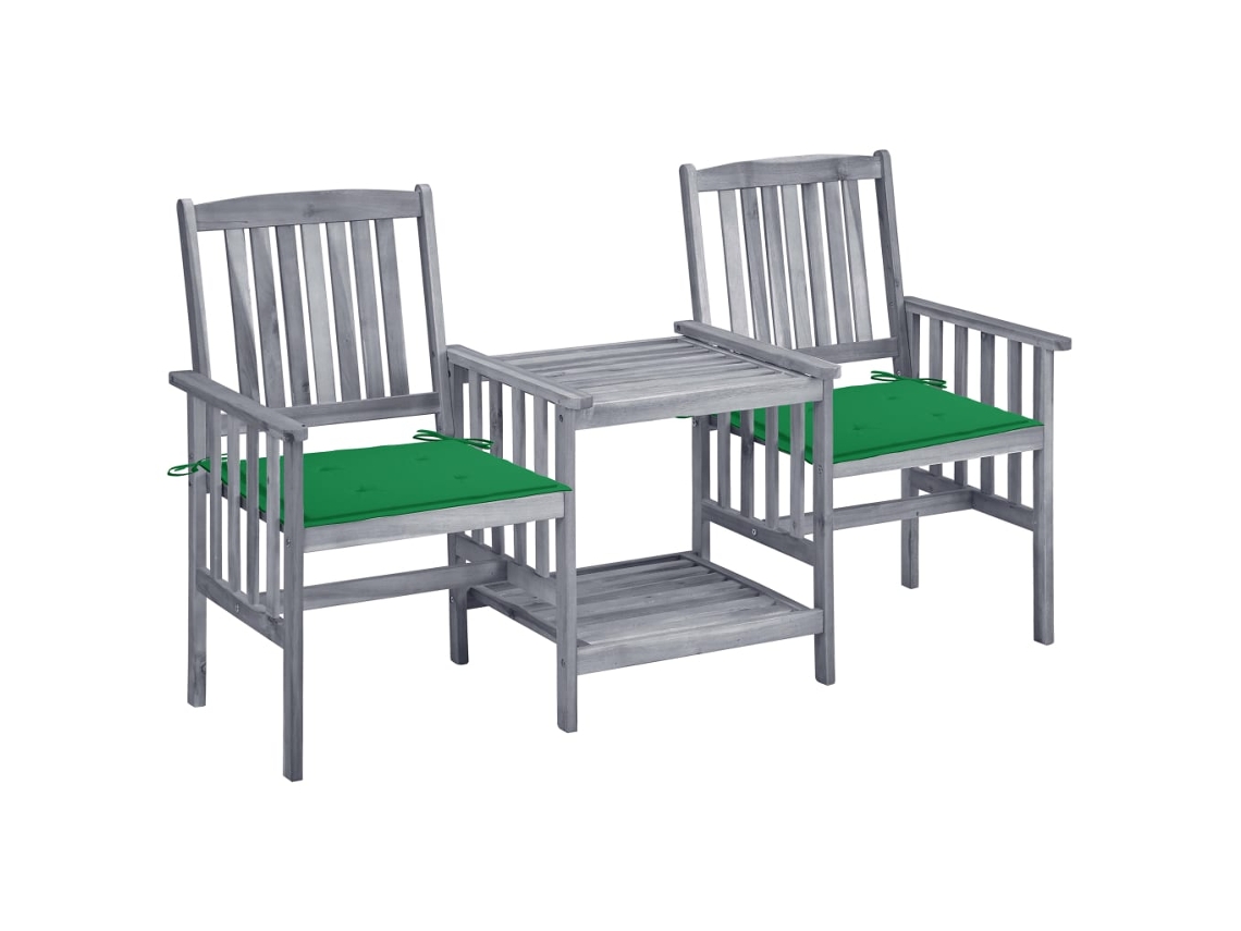 Cadeiras De Jardim C/ Mesa De Centro E Almofadões Acácia Maciça Dkd Home Decor
