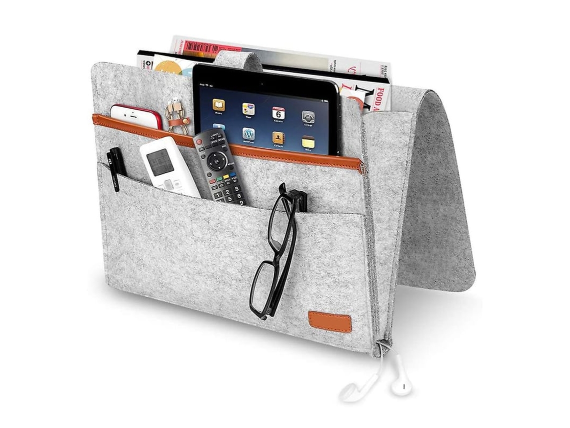 Bolsa De Armazenamento Feltro Para Cama Com Bolsos Para Celular E Tablets