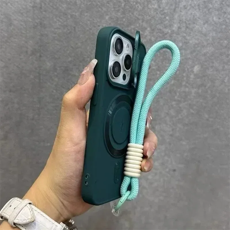 Capa Magnética Para Celular Com Suporte Para Lente (iphone 12 Pro Max Verde)