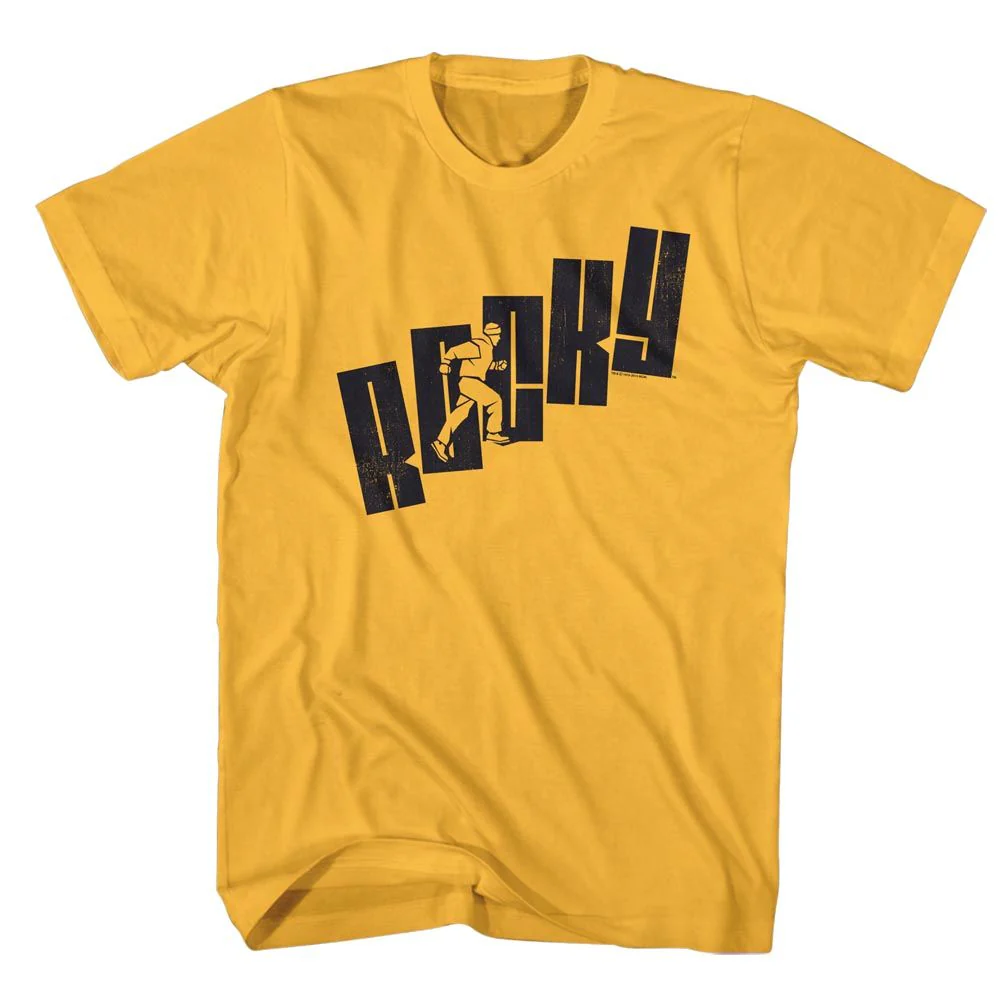 Unisex Adult T-shirt Rockinstone Rocky Movie Name Steps Solid Ginger Sizem