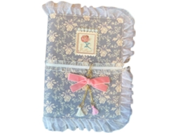 Agenda portátil de tecido com folhas soltas e elegante borda de renda, bloco de notas para montar.