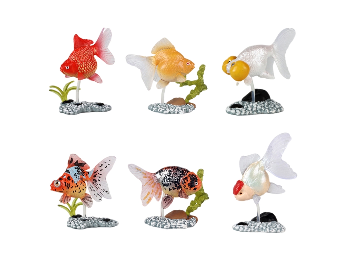 Ats 6 Peças de Figuras de Peixes Dourados Artificiais com Base Brinquedos de Plástico Realistas para Crianças