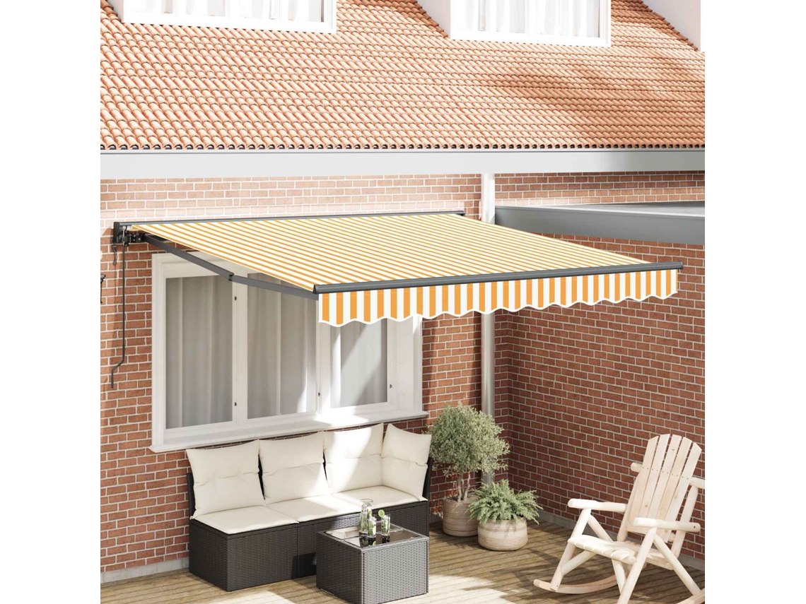 Vidaxl Estrutura De Toldo Amarelo E Branco 300 X 250 Cm