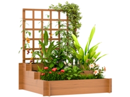 VASO com grade de 3 andares em madeira de abeto e tecido não tecido marrom 95x95x110cm