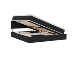 Cama com Arrumação e Led com Colchão Preto 180x200 cm Tecido MAISON EXCLUSIVE