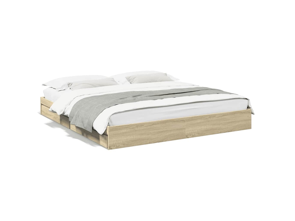 Bed Frame, Bed Frames Vidaxl Marrom Madeira Processada (180 X 200 Cm)