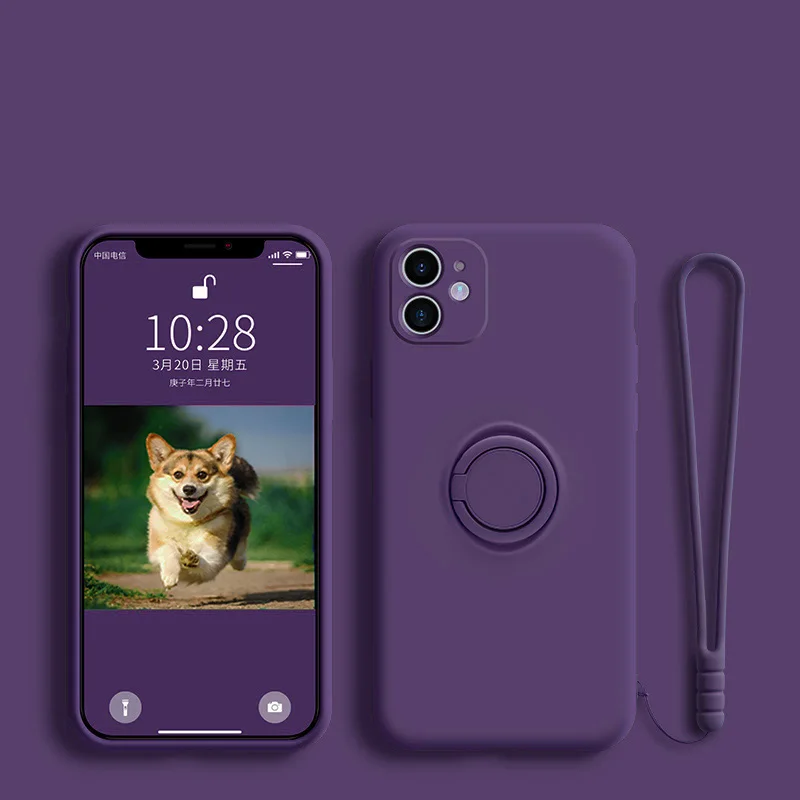 Capa De Celular Em Silicone Líquido Macio (azul 6plus Ou 6splus) Com Suporte, Anel E Alça De Pulso.