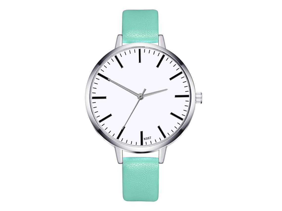 Relógio de Quartzo Feminino Vintage Fashion Pulseira de Couro Pu Verde Menta