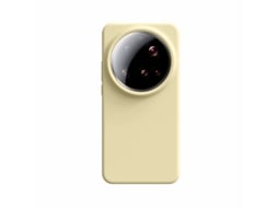 Capa Em Silicone Líquido Fosco Para Xiaomi 15 Ultra, Cor Sólida Amarelo Creme, Proteção Antichoque