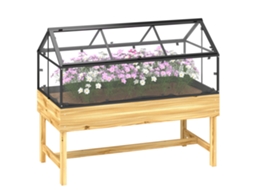 Mini Estufa com Pernas Escura. Painéis de Policarbonato Operáveis com Telhado Duplo de 120l X 60l X 103h Cm. Aço. Madeira de Abeto Tratada