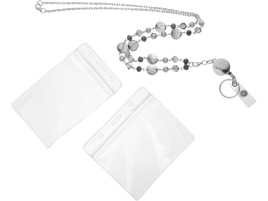 Lurelia Cordão Crachá Transparente Horizontal Em Metal E Plástico Para Escritório E Escola