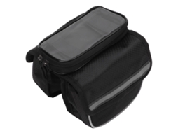 Bolsa Para Quadro De Bicicleta Com Tela Tpu Sensível E Fita Refletiva Para Celular 3.5-4.8 Polegadas Preta