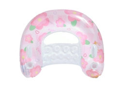 Cadeira inflável para piscina com porta copos e encosto em formato de flor rosa SIURN