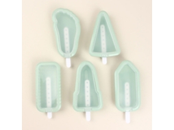 Conjunto de 5 Formas de Silicone Artesanais para Gelo, com Formatos Variados, Ideais para Fazer Sorvete. MDUG (verde)