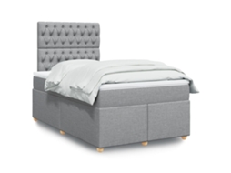 Vidaxl Cama Com Molas/colchão 120x200 Cm Tecido Cinza-claro