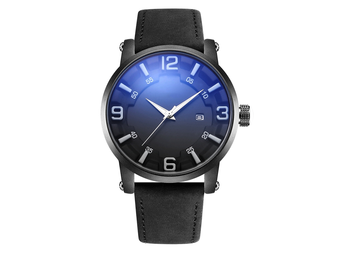 Relógio masculino de moda com strass, estrutura metálica, movimento de quartzo, pulseira ajustável, preto.