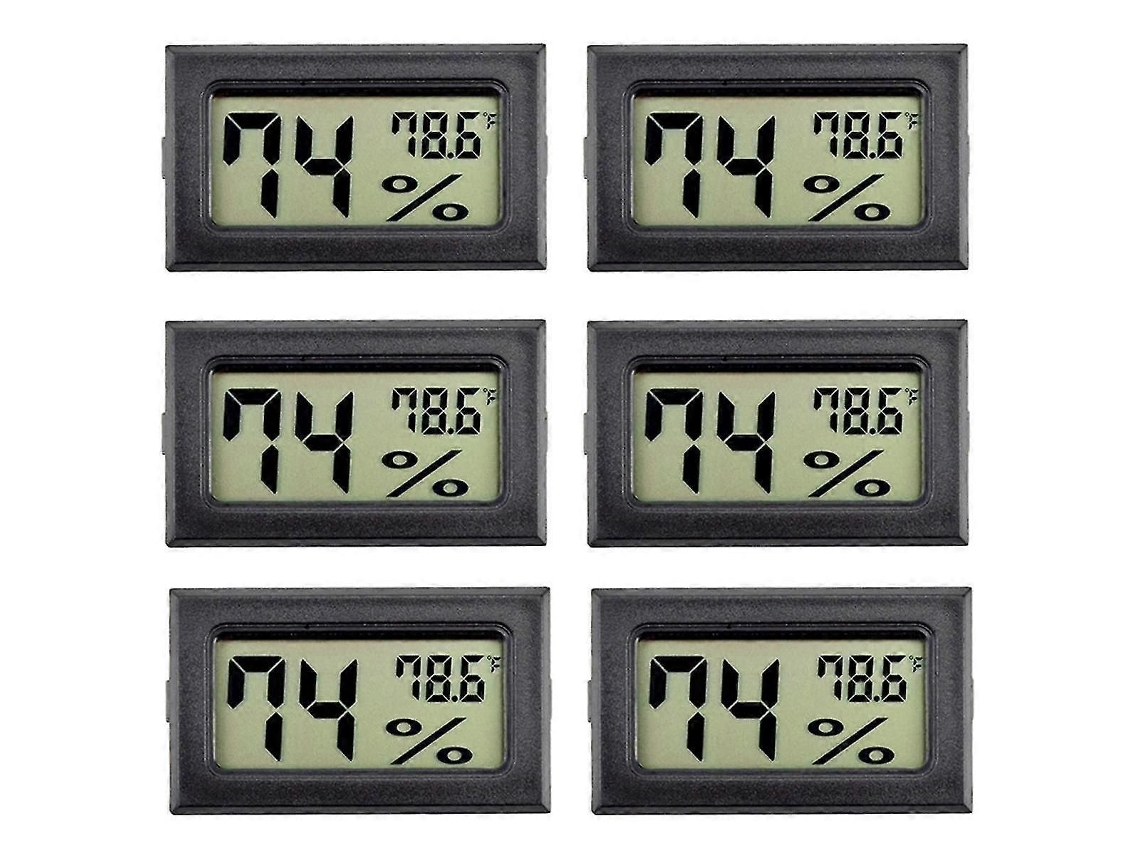 6pack Mini Higrômetro Medidor De Umidade Interior Higrômetro Medições Digitais Umidade Com () Para G
