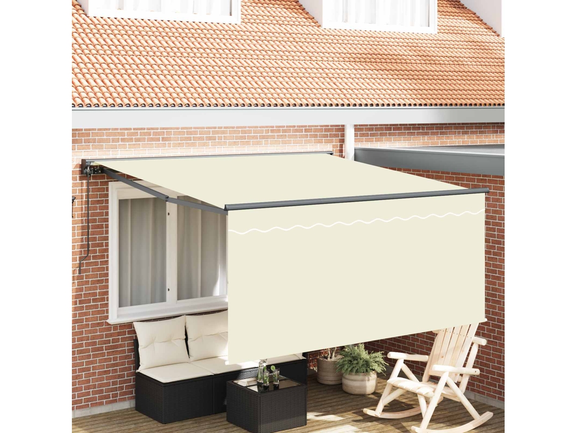 Vidaxl Toldo Retrátil Manual Creme 350 X 250 Cm Poliéster E Alumínio