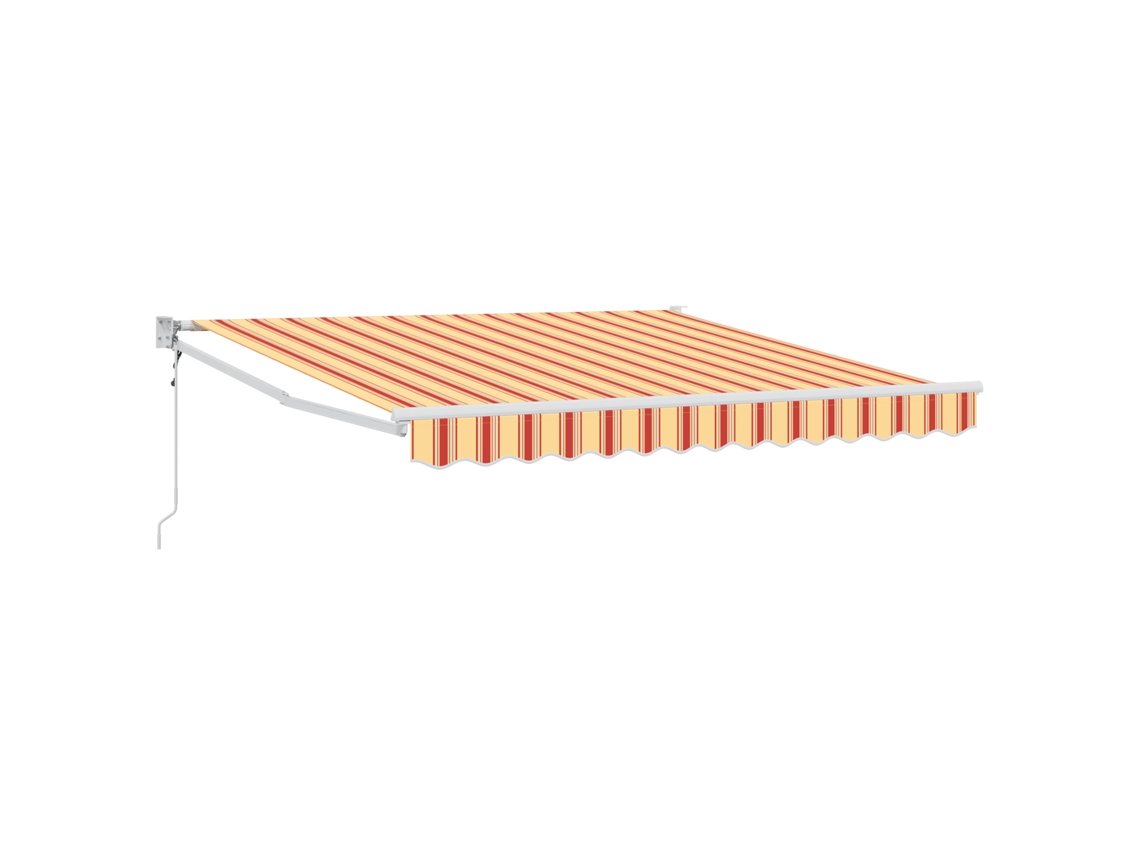 Toldo Retrátil Automático Listrado Branco E Laranja Vidaxl Branco Poliéster