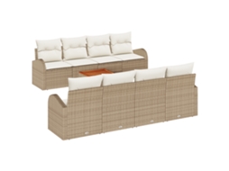 Conjunto 9 Sofá De Jardim Vidaxl Bege Vime Pe (55 X 55 X 37 Cm)