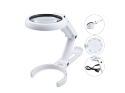 Lupa De Mesa Com Led, Luz Ajustável E Mãos Livres, Com Suporte. Aquaforge