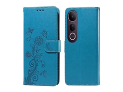 Capa De Couro Para Celular Com Flores De Borboleta Em Relevo