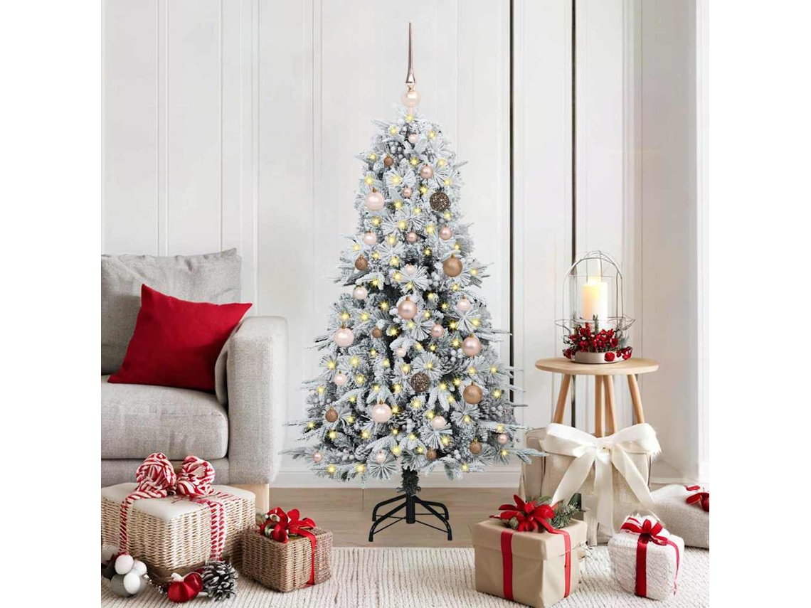 Vidaxl Árvore De Natal Articulada Artificial Branco 150 Cm Pe E Pvc