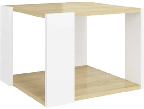 VIDAXL - Mesa de centro 40x40x30 cm contraplacado carvalho sonoma/branco Mesa de centro 40x40x30 cm contraplacado carvalho sonoma/branco
