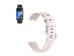 Kit Bracelete Silicone com Fivela Película de Hydrogel GIFT4ME Compativel com Huawei Band 8 Rosa