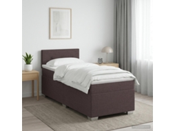 Vidaxl Cama Box Spring Com Colchão Marrom Escuro 90 X 190 Cm Tecido