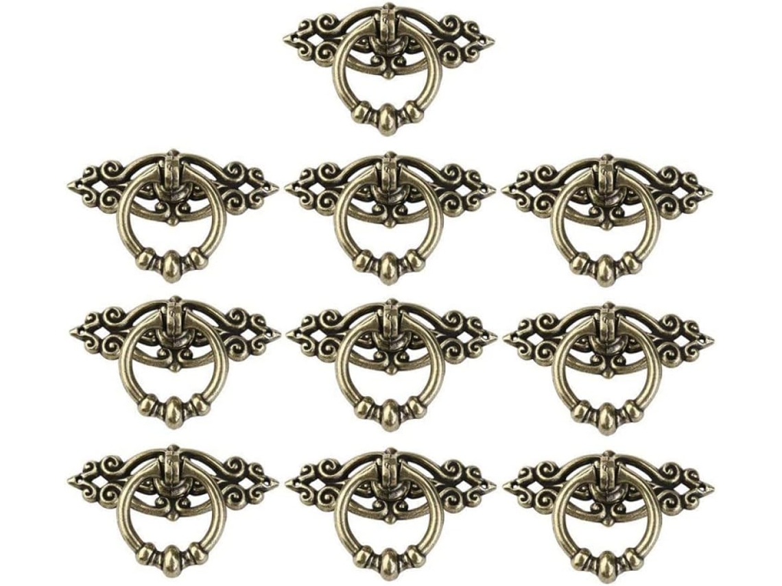 Conjunto De 10 Portas (armários De Cozinha Vintage Em Latão Para Jovens, Cômoda E Gavetas)