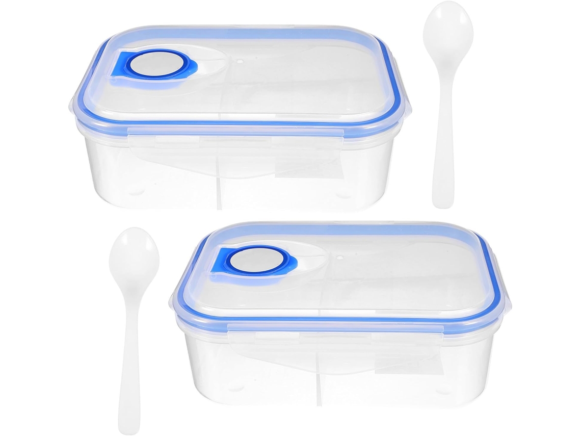 Marmita Bento Portátil Com 2 Compartimentos, Capacidade De 800ml, Design Prático Em Pp Para Casa E Escritório, Durável E
