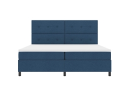 Vidaxl Cama Box Com Fitas Led Com Cabeceira Azul 200 X 200 Cm Tecido