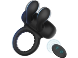 Anel Peniano Vibratório Em Silicone Com Orelhas De Coelho, 10 Modos, Estimulador De Clitóris E Testículos, Brinquedo Telecomandado Para Casais