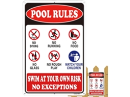 Placa com as Regras da Piscina, Placa de Metal Às Intempéries e Aos Raios Uv Placa "proibido Mergulhar", Decoração para CHABERLU
