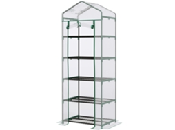 Fogão externo transparente com 5 bocas, suporte para zíper e estrutura de aço 69x49x193 cm