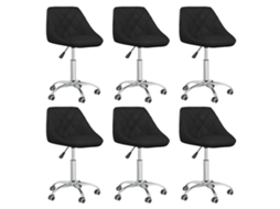 Vidaxl Cadeiras De Jantar Giratórias 6 Pcs Couro Artificial Preto