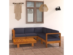 Pcs Conj. Lounge De Jardim C/ Almofadões Cinza Escuro Acácia Dkd Home Decor