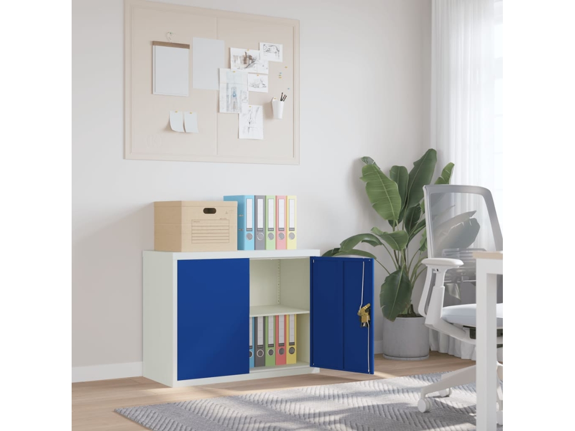 Vidaxl Arquivador 90x40x70 Cm Aço Cinzento-claro E Azul