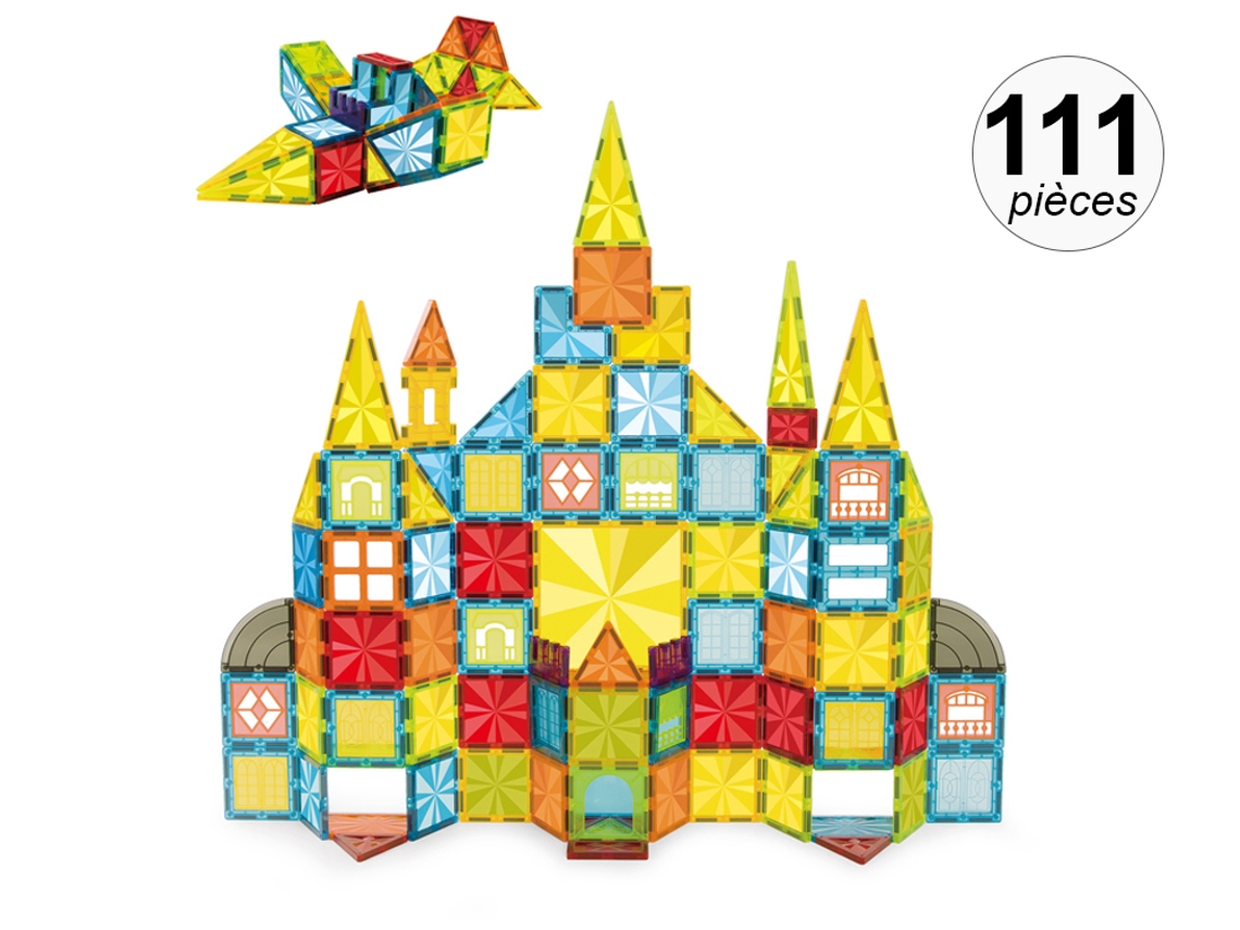Conjunto de Construção Magnética de 111 Peças Modelo Imagine Xl Multicor TECHKIDZ