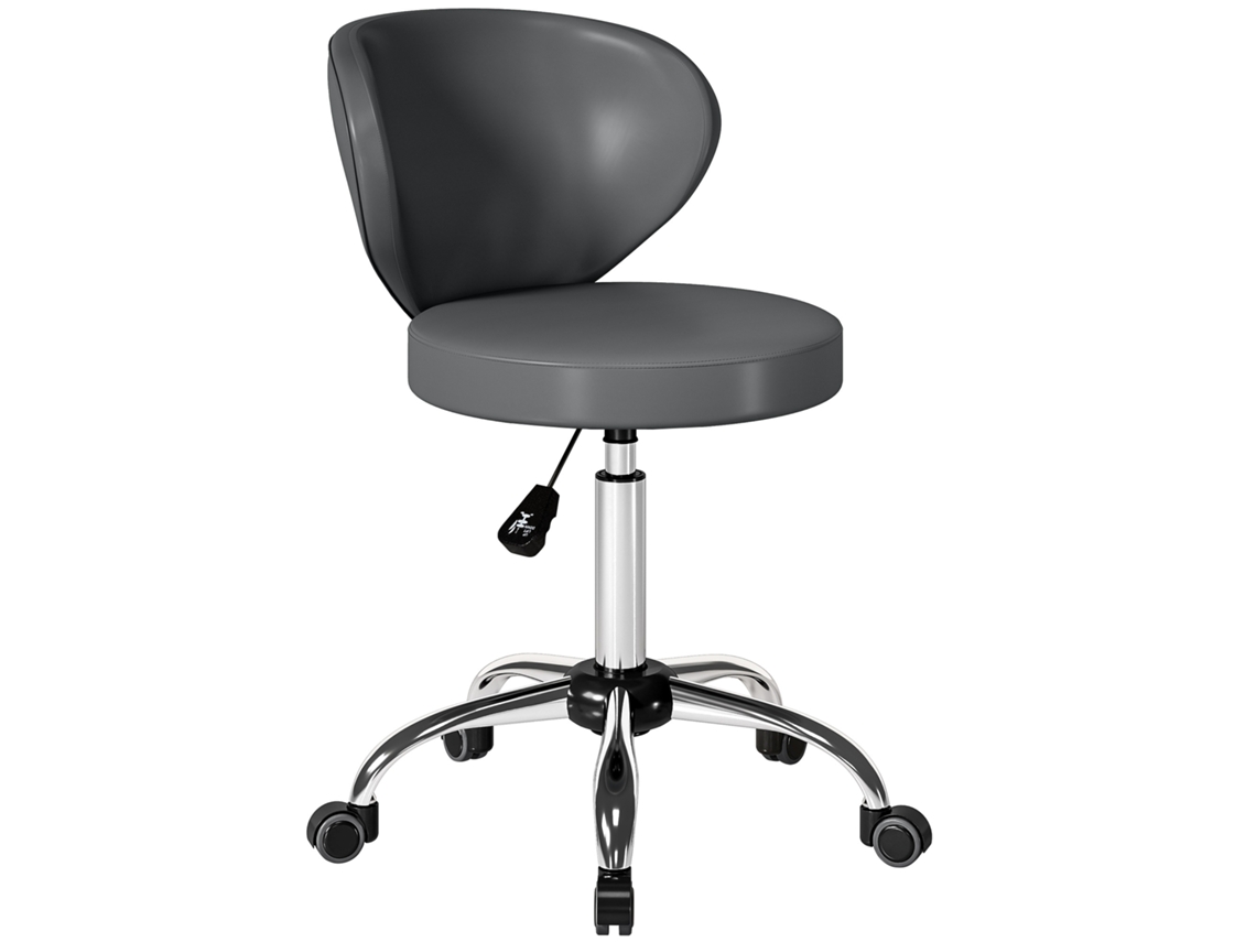 Banco Giratório com Rodízios,taburete de Massagem em Pu,altura Ajustável 73 88cm,encosto,360° Giratório,cinza BTFORUS