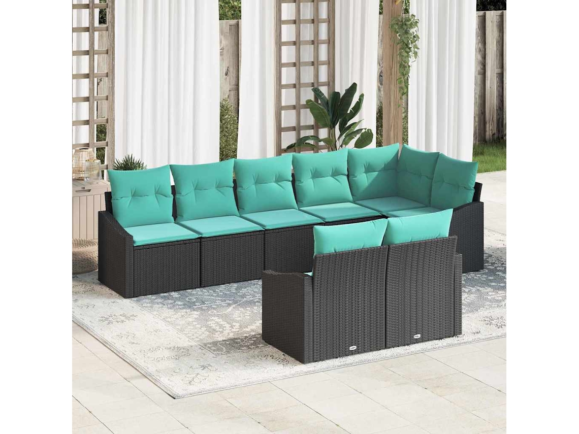Vidaxl Conjunto De Sofás 8 Unid. Preto Vime Pe