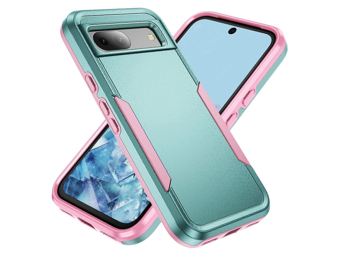 Capa Protetora De Pc Tpu De Nível Militar Para Google Pixel 8a - Verde/rosa
