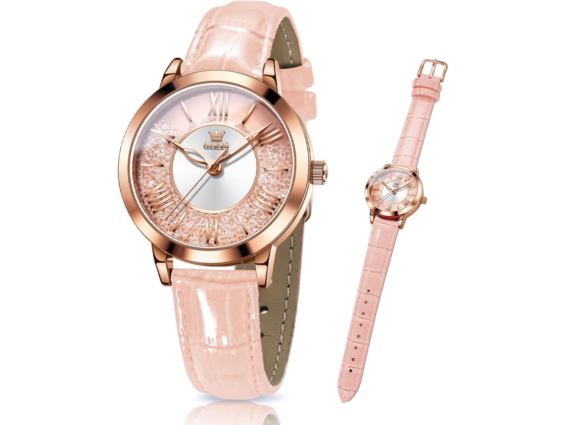 Lurelia Relógio Mecânico Feminino, Movimento De Quartzo, Detalhes Com Strass, Mostrador Esqueleto, 7,9 Polegadas, 200 Mm, Couro, Resistente À Água 30m