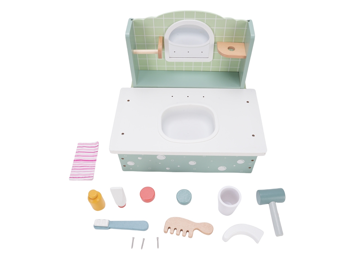 Primerox conjunto de Vanity de Madeira para Crianças com Espelho Brinquedo Educativo de Maquiagem Infantil