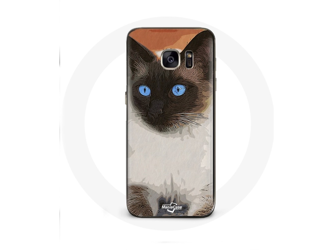 Capa para Samsung Galaxy S6 Siamois Preto e Branco Olhos Azuis