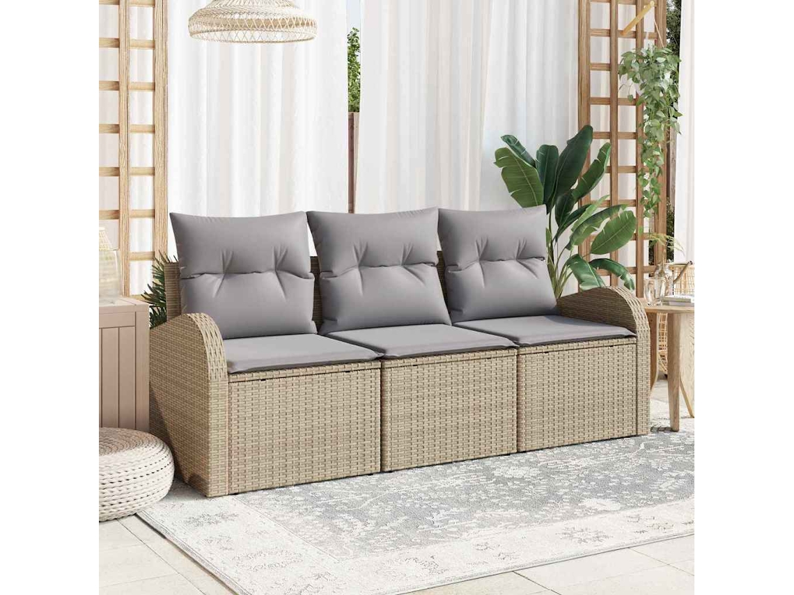 Vidaxl Conjunto De Sofá De Jardim 3 Unid. Bege E Cinzento Claro