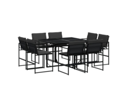 Maison Exclusive - 9 Pcs Conj. De Jantar Para Jardim C/ Almofadões Textilene Preto