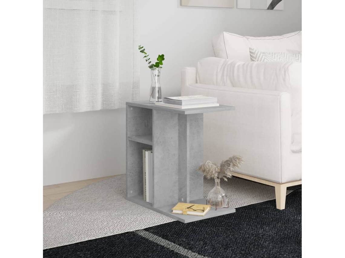 Vidaxl Mesa De Apoio 50x30x50 Cm Contraplacado Cinzento Cimento