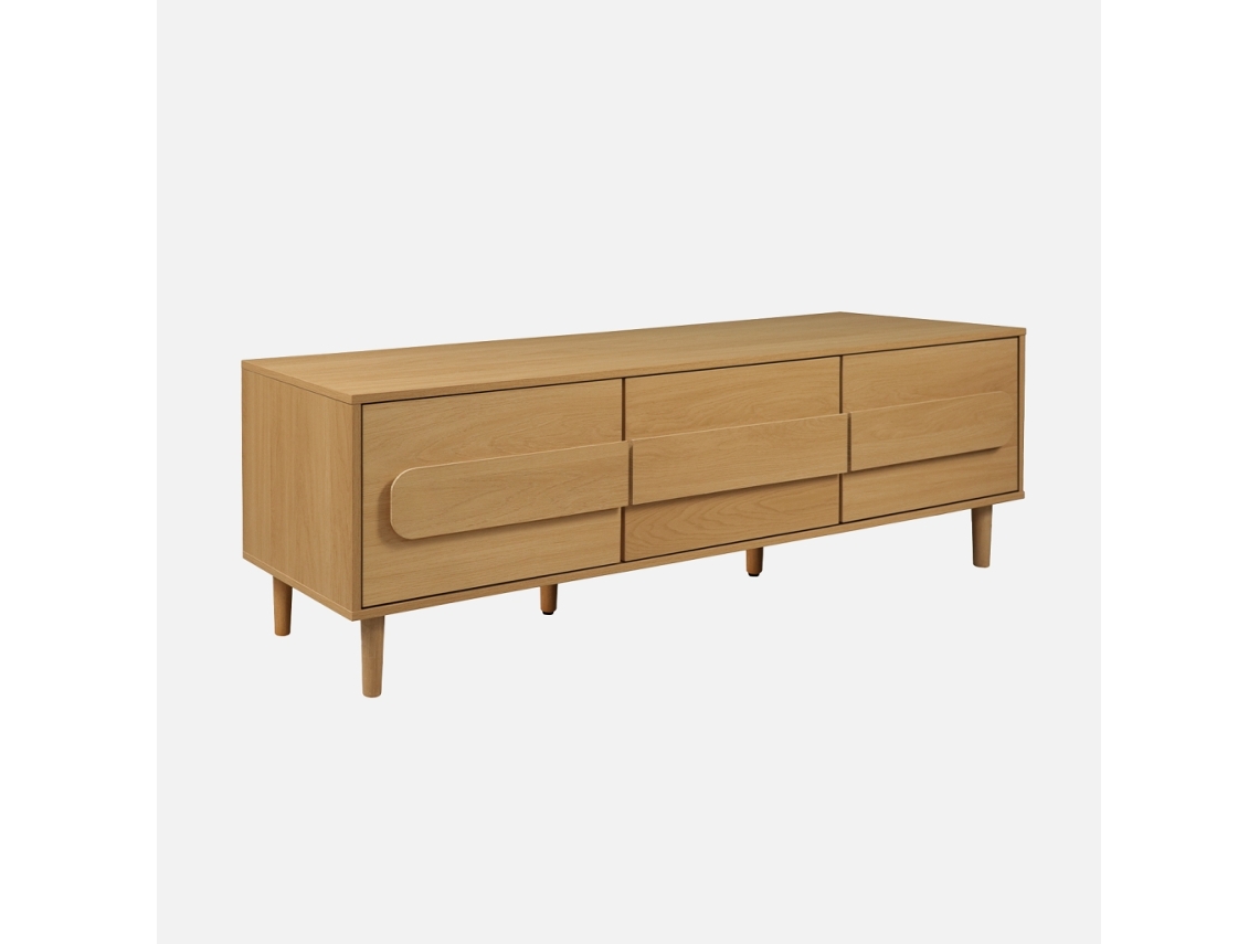 Móvel De Tv Vintage Efeito Madeira Em 3 Portas, 150cm, Carvalho Sweeek